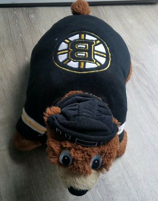 Boston Bruins Pillow Pet 18 " Large Folding Plush Brown Bear Nhl Licensed
