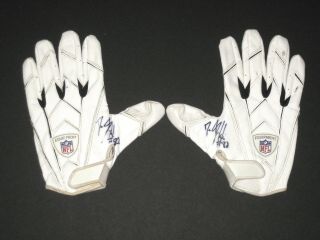 Dan Gronkowski Denver Broncos Practice Worn Signed White Under Armour Gloves
