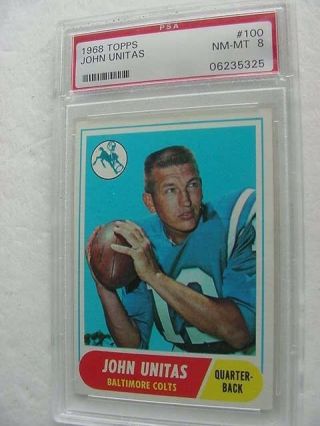 1968 Topps 100 Johnny (john) Unitas Psa 8 Nm - Mt Baltimore Colts
