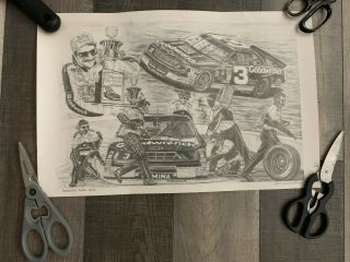 Vintage Dale Earnhardt No.  2/500 Championship Goodwrench Pencil Sketch Poster