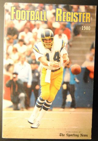 1980 The Sporting News Football Register - San Diego Chargers Dan Fouts