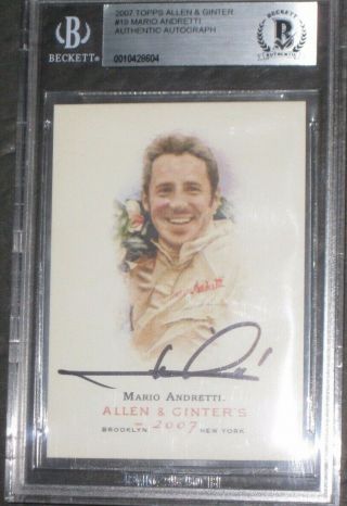 2007 Topps Allen & Ginter Mario Andretti Signed Racing Card Bgs Authentic Auto
