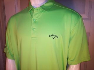 Callaway Xl/xxl Green Poly/spandex Golf Shirt Pga Tour Issue Logos