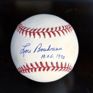 Lou Boudreau Signed Official American League Baseball " Hof 1970 " Psa