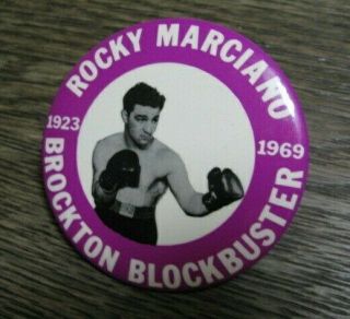 Vintage 1969 Rocky Marciano Brockton Blockbuster 1923 1969 Pinback Button 3.  5 "