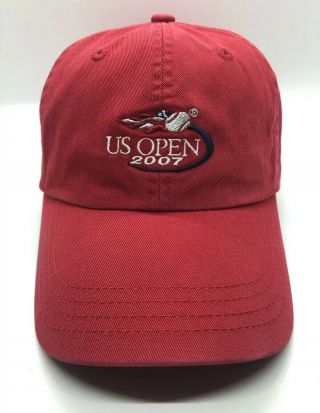 Usta Us Open 2007 Tennis Cap Hat Adult Adjustable Imperial Red Cotton