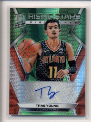 Trae Young 2018/19 Spectra Neon Green Rising Stars Rookie Auto 18/49 K8480