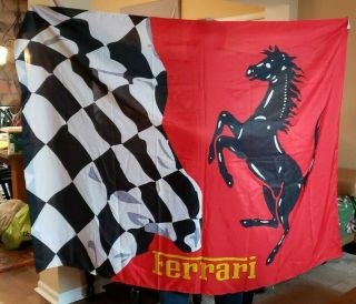 6 FT FERRARI FLAG BANNER CHECKERED FLAG HORSE MAN CAVE FORMULA ONE IMS 9/24/2000 2