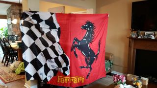 6 FT FERRARI FLAG BANNER CHECKERED FLAG HORSE MAN CAVE FORMULA ONE IMS 9/24/2000 3