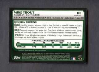 2011 Bowman Chrome Purple Refractor 101 Mike Trout Angels RC Rookie 2