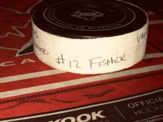 Mike Fisher Predators Canucks Goal Puck 3/12/16 Official Canucks Registered