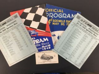 1949 & 1950 Indianapolis 500 Official Programs & Score Sheets,  Ad Card Ims Indy