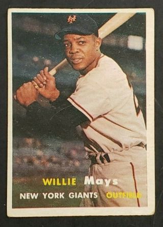 1957 Topps Baseball Card Willie Mays 10 Vg Range Bv $300