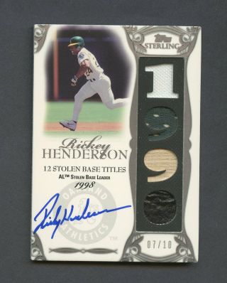 2006 Topps Sterling Rickey Henderson Game Jersey Bat Auto 7/10