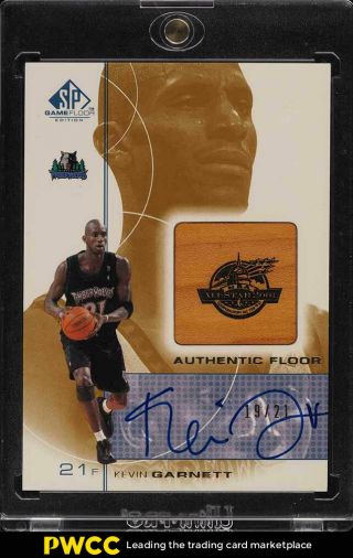 2001 Sp Authentic Game Floor Kevin Garnett Auto Floor Patch /21 Kg - A (pwcc)