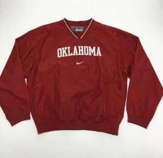 Nike Team Ou Oklahoma Sooners Pullover Jacket Mens Size L Red Golf