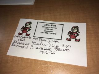 Galen Fiss Cleveland Browns Signed Custom Made Index Card W/our