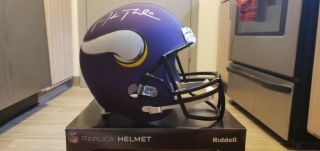 Adam Thielen Autographed Vikings Riddell Full - Size Helmet Jsa