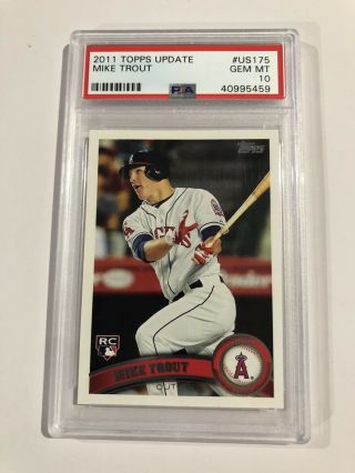 2011 Topps Update Us175 Mike Trout Angels Rc Rookie Psa 10 Gem “hot Card”
