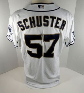 2014 San Diego Padres Patrick Schuster 57 Game Issued White Jersey Jc Patch