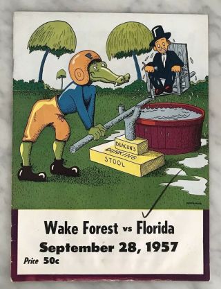 September 28,  1957 Wake Forest Demon Deacons Vs Florida Gators Football Program
