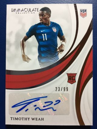 Timothy Weah 2018 - 19 Panini Immaculate Usa Rookie Auto D 23/99
