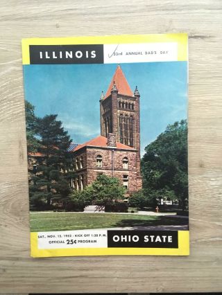 November 15th 1952 University Of Illinois Vs.  Ohio State Football Program