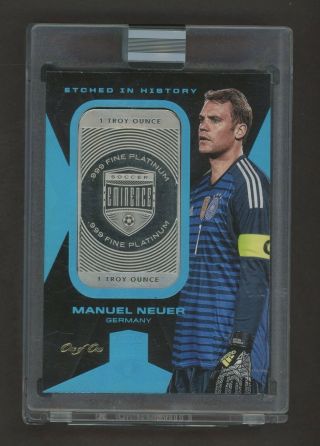 2018 Panini Eminence Soccer Etched In History Manuel Neuer 1 Oz Platinum 1/1