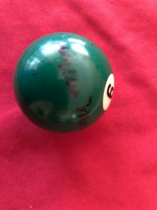 Willie Mosconi Autographed 6 Pool Ball 2