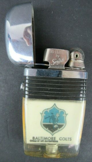 Vintage 1960 Baltimore Colts Scripto Vu - Lighter (see - Thru/clear)