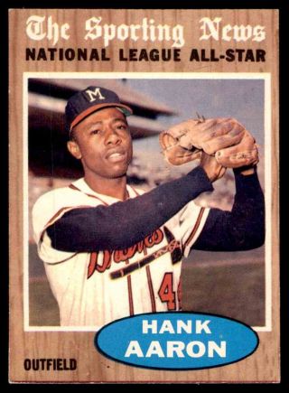 1962 Topps 394 Hank Aaron Braves All Star Ex - Mt,  To Nm