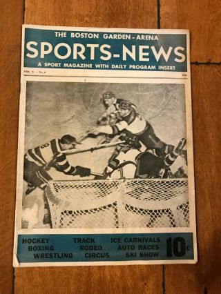 1938 Boston Sport News Boston Bruins Vs Toronto Maple Leaf Program Boston Garden
