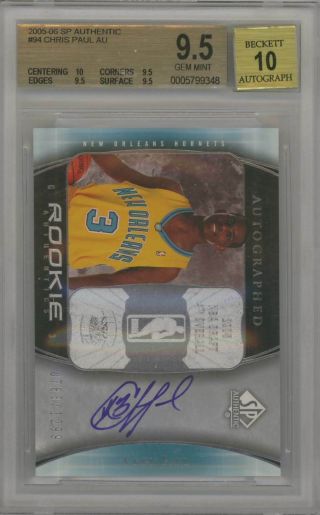 Chris Paul 2005 - 06 Ud Sp Authentic Auto Rookie Rc /1299 Basketball Bgs 9.  5 10