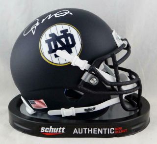 Joe Montana Signed Notre Dame Matte Blue Pinstripe Mini Helmet - Beckett Auth