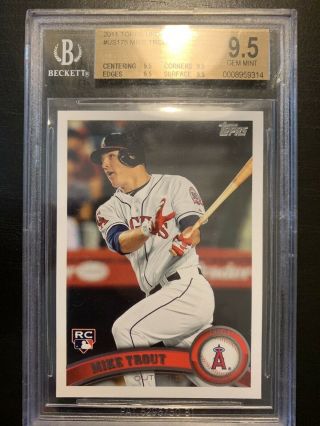 2011 Topps Update Mike Trout Rookie Rc Us175 Angels Bgs 9.  5 With Quad 9.  5