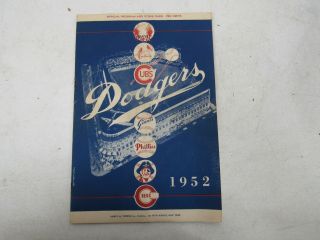 1952 Dodgers Official Program And Score Card - Scored