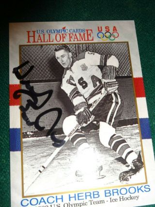 Usa 1980 Olympic Miracle On Ice Coach Herb Brooks Autographed 1991 Impel Card 72