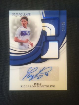 2018 - 19 Panini Immaculate Riccardo Montolivo Dual Patch Auto 24/25 Italy