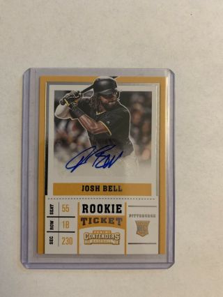 2017 Panini Contenders Playoff Ticket Josh Bell Rc Rookie Auto Pirates