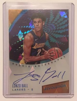 2017 - 18 Panini Revolution Lonzo Ball Rookie Autographs Rc 16/50 Cubic Lakers