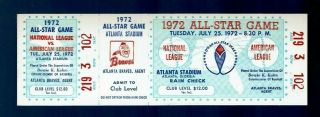1972 All Star Game Full Ticket Roberto Clemente Last Hank Aaron Hr