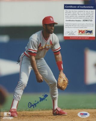 Ozzie Smith Signed Autographed Cardinals 8x10 Photo Psa/dna Smudged Auto