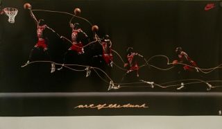 Vintage Nike 1992 Chicago Bulls Michael Jordan Art Of The Dunk Poster 24 X 351/2
