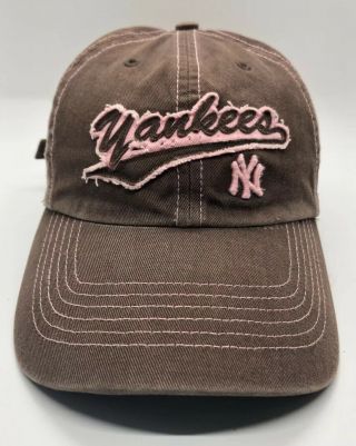 Mlb York Yankees Cap Hat Women Adjustable 100 Cotton Brown Pink