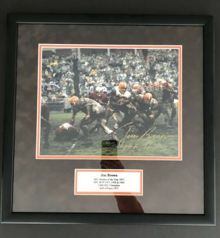 Jim Brown 11x14 Framed Autograph Photo.  Jsa Certified.  Framed And Matted.