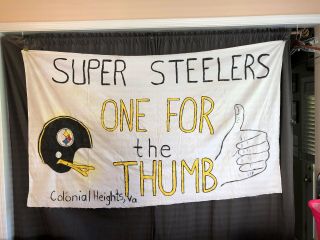 Vintage 1981 " One For The Thumb " Pittsburgh Steelers Nfl Game Stadium Banner