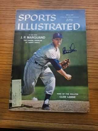 Clem Labine Signed Sports Illustrated - June 3,  1957 - Brooklyn Dodgers