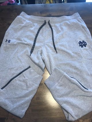 Notre Dame Irish Football Under Armour Team Issued Sweats Pants Size 2xl Gray