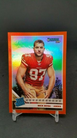 2019 Donruss Jersey Number 318 Nick Bosa Rated Rookie Orange /97 49ers