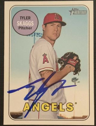 2018 Topps Heritage High Number Tyler Skaggs Signed Card W/coa